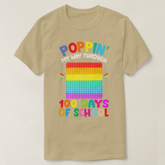 Camiseta Poppin My Way Through 100 Days Funny 100th Day of (Diseño del anverso)