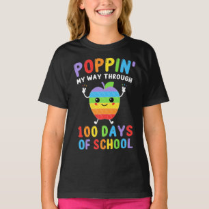 Camiseta Poppin My Way Through 100 Days Of School Funny Kid