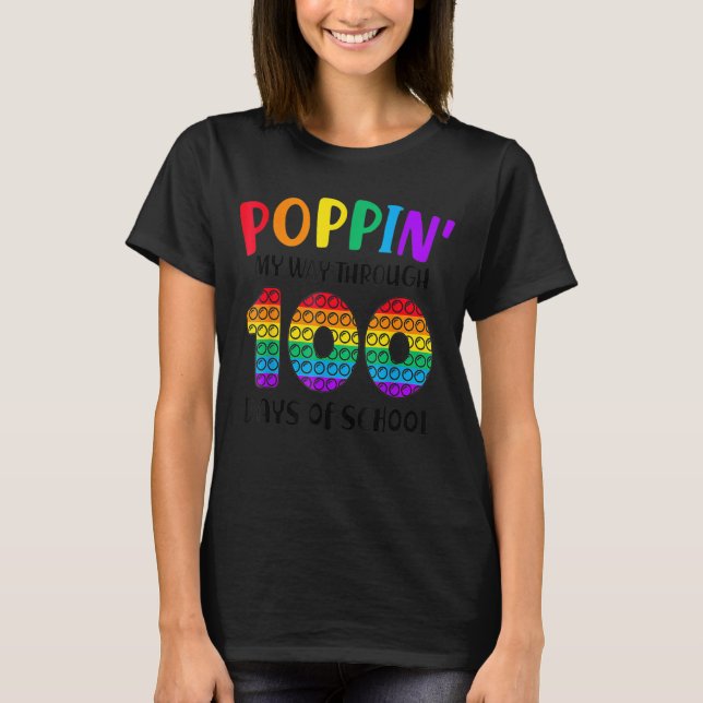 Camiseta Poppin My Way Through 100 Days Of School Kids 100t (Anverso)