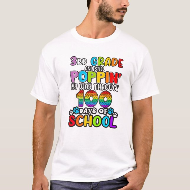 Camiseta Poppin My Way Through 100 Days Of School Kids 3d (Anverso)