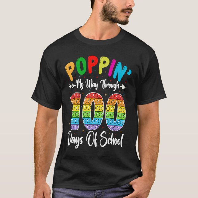 Camiseta Poppin My Way Through 100 Days Of School Kindergar (Anverso)