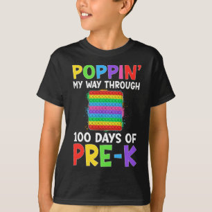 Camiseta Poppin My Way Through 100 Days Of School Pre-k Boy