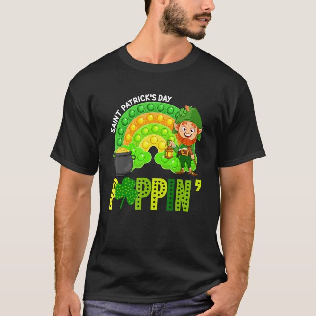 Camiseta Poppin' Pop It Boho Rainbow Saint Patrick's Day Sh (Anverso)