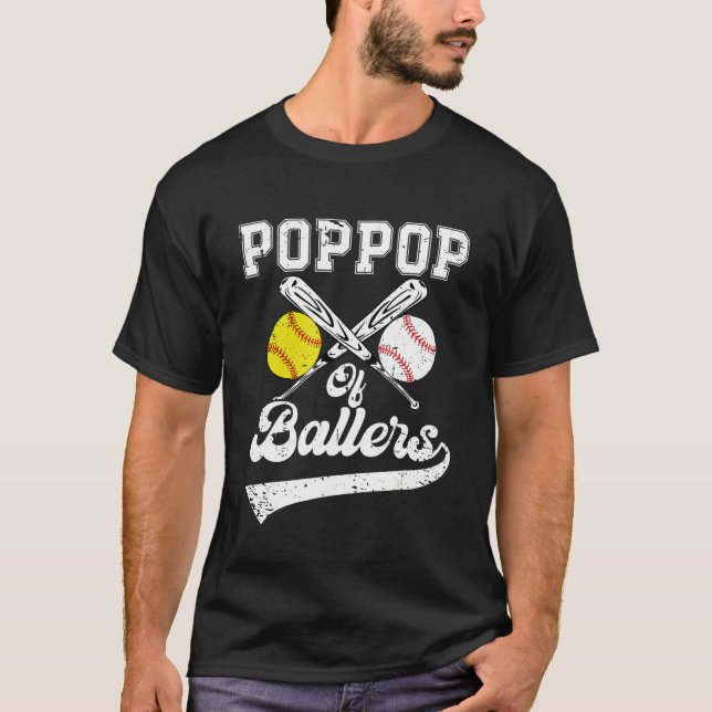 Camiseta PopPop Of Ballers Softball Baseball Player Father  (Anverso)