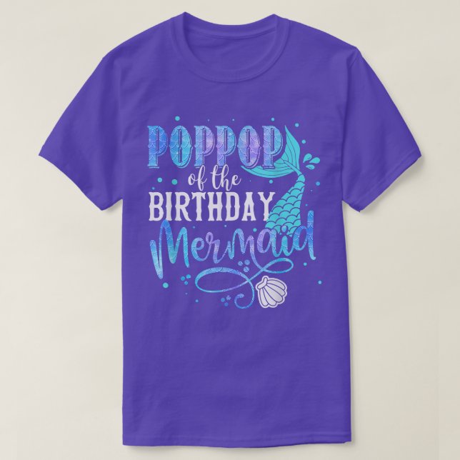 Camiseta Poppop Of The Birthday Mermaid Family Matching Par (Diseño del anverso)