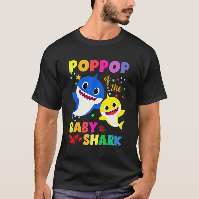 Camiseta Poppop Of The Birthday Shark Dad Mom Matching Fami (Anverso)