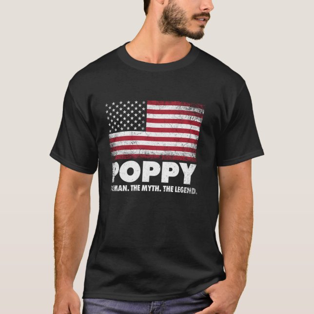 Camiseta Poppy El Hombre Mito Leyenda La Bandera Americana  (Anverso)