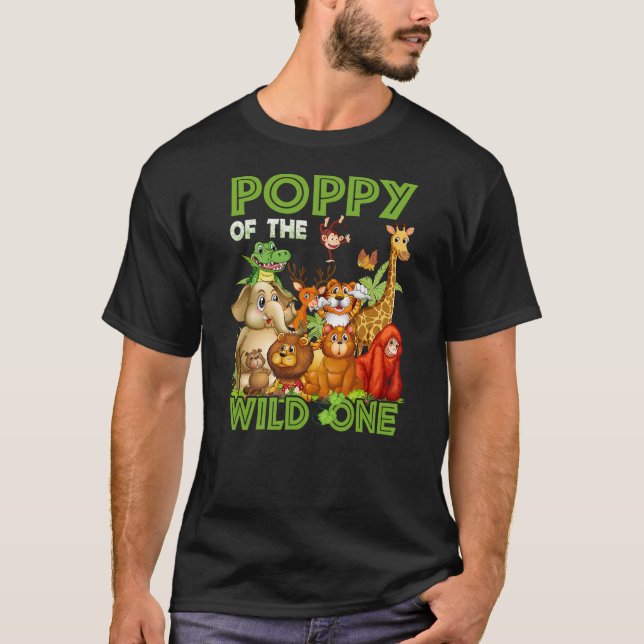 Camiseta Poppy Of The Wild One Birthday Animal Safari Jungl (Anverso)