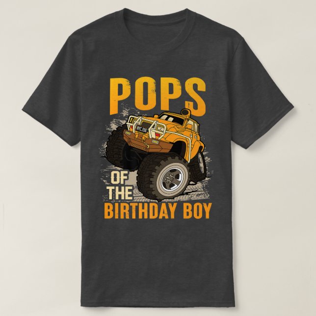 Camiseta Pops of the Birthday Boy Monster Truck Birthday  (Diseño del anverso)