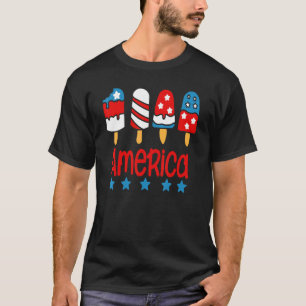 Camiseta Popsicle Rojo Blanco Azul Bandera Americana Patrió
