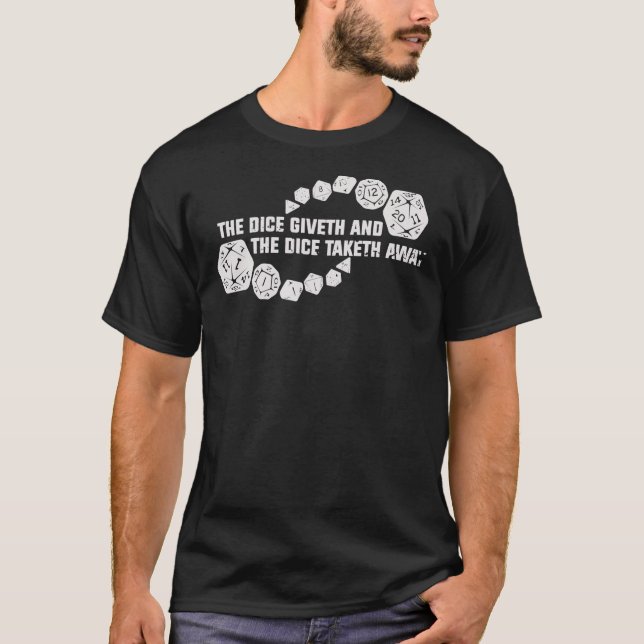 Camiseta Popular Dungeons And Dragons Dice Giveth And Dice  (Anverso)