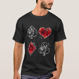 Camiseta Póquer Corazones Spades Diamonds Clubs Rótulo - Po