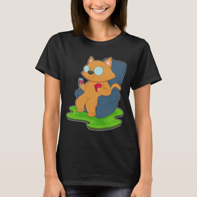 Camiseta Póquer de gato Cartas de póquer Juego de cartas (Anverso)