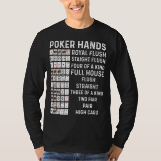 Camiseta Póquer Manos Cheat Sheet Card Casino Gam
