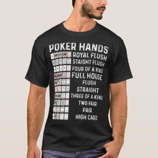 Camiseta Póquer Manos Cheat Sheet Card Casino Gam