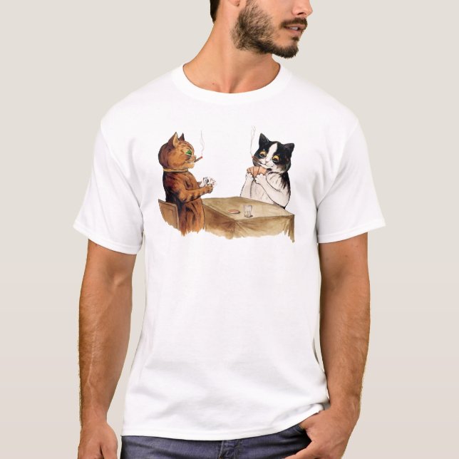 Camiseta póquer vintage jugando gatos (Anverso)