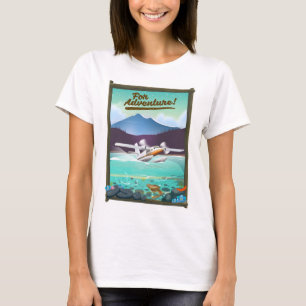 Camiseta ¡Por aventura! Cartel de viaje en avión marítimo