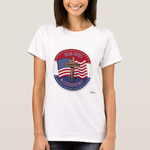Camiseta Por Dios y por el país - Cruz con 50 estrellas Ban