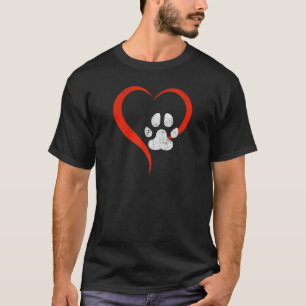 Camiseta Por el amor de mi perro Corazón Rojo y Paw de Perr