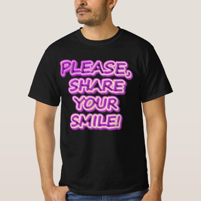 Camiseta "¡Por Favor, Comparte Tu Sonrisa!" Diseño Cuto. ¡H (Anverso)