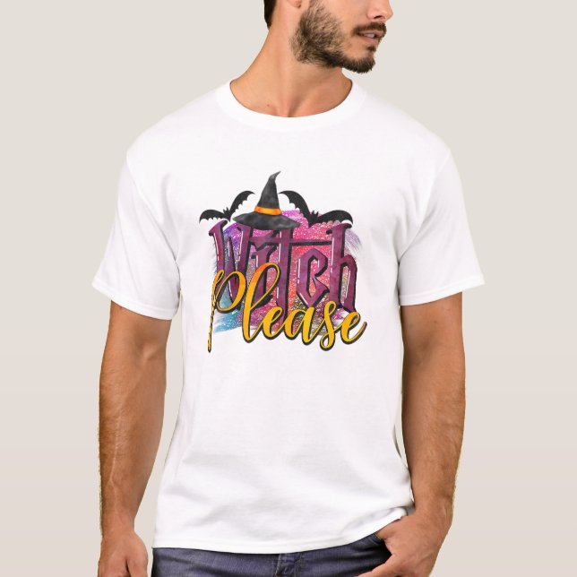Camiseta Por favor, divertida bruja de Halloween (Anverso)
