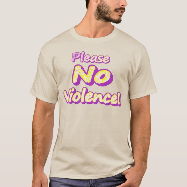 Camiseta "¡Por favor, no haya violencia!" Diseño Cuto. ¡Haz (Anverso)