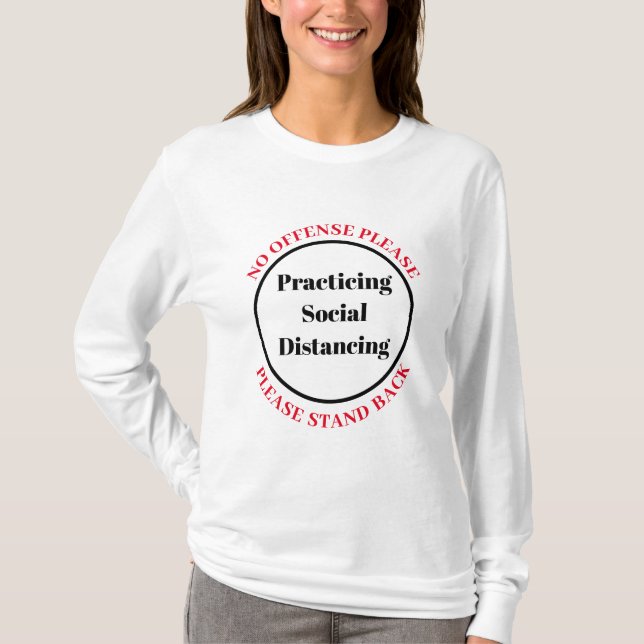 Camiseta Por favor, retroceda en la práctica del distanciam (Anverso)