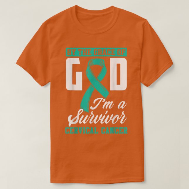 Camiseta Por Grace Dios Soy Sobreviviente De Cáncer Cervica (Diseño del anverso)