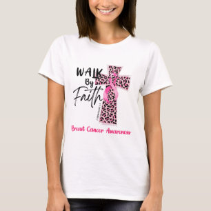 Camiseta Por la Fe Conciencia del Cáncer de Seno Cristiano 
