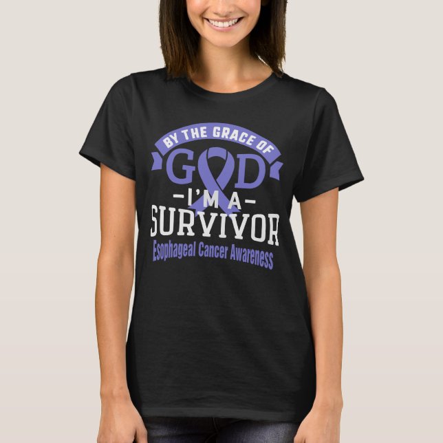 Camiseta Por la gracia de Dios sobreviviente de cáncer esof (Anverso)