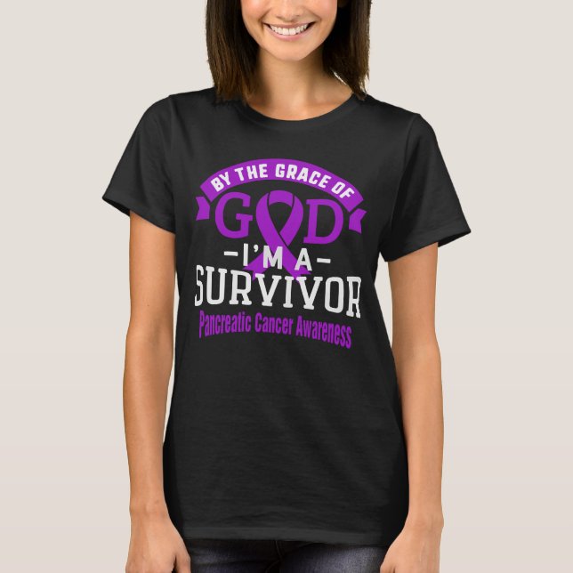 Camiseta Por la gracia de Dios, sobreviviente de cáncer pan (Anverso)