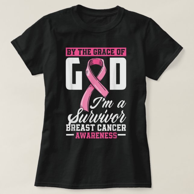 Camiseta Por la gracia Dios soy un sobreviviente de cáncer  (Diseño del anverso)