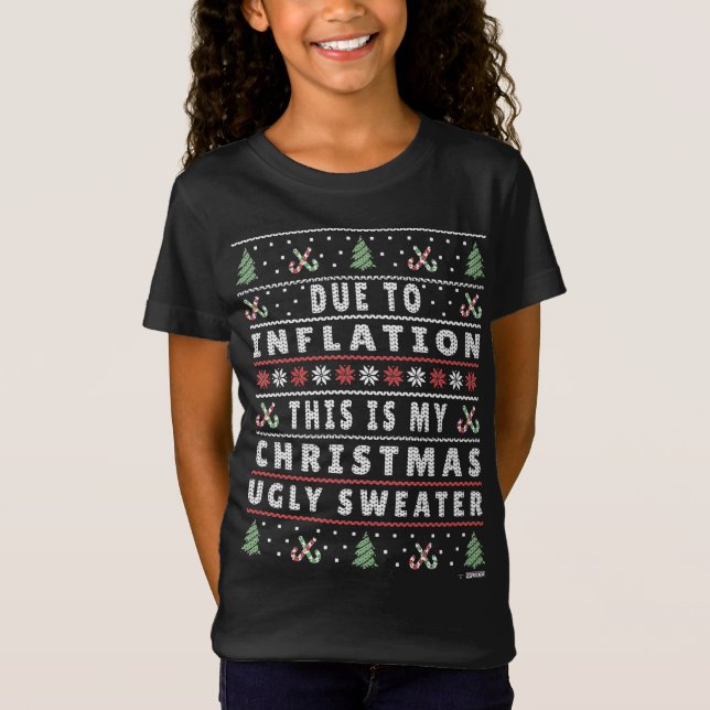 Camiseta Por la inflación Navidades feos suéter, gracioso X (Anverso)