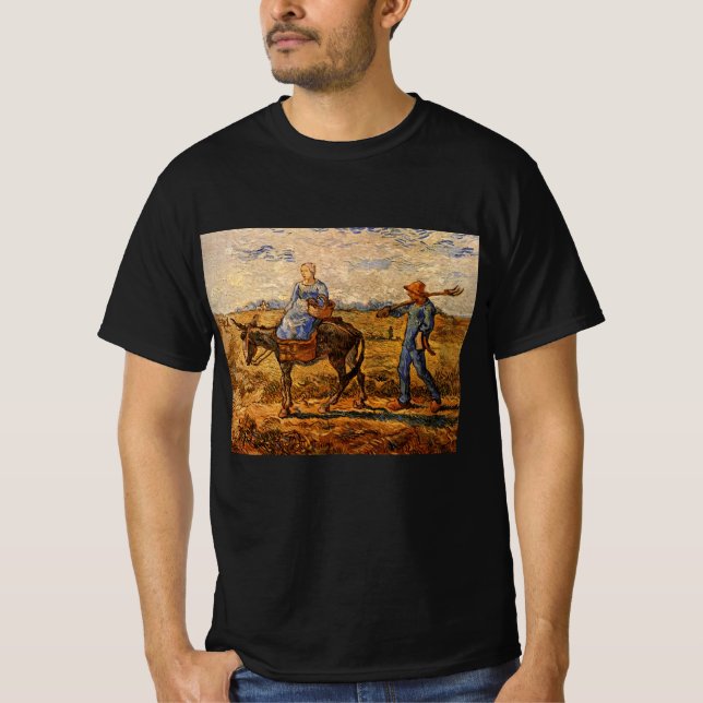 Camiseta Por la mañana, pareja campesina por Vincent van Go (Anverso)