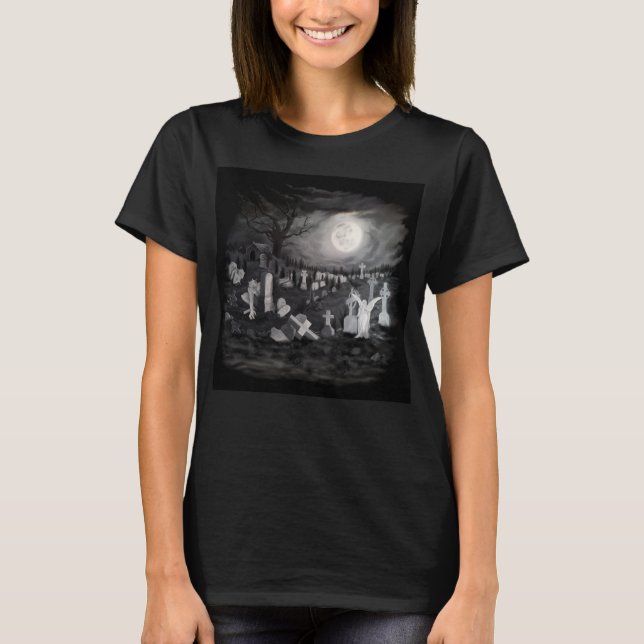 Camiseta Por la noche en el cementerio - Ángel con Diablo (Anverso)