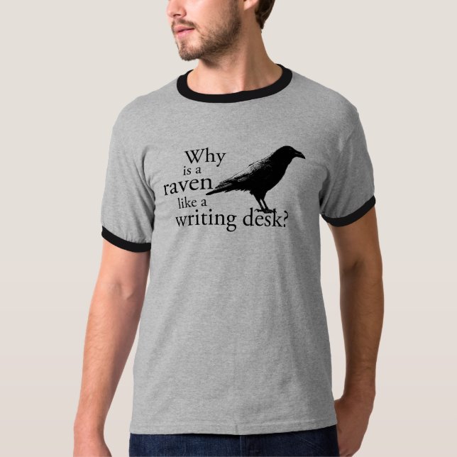 Camiseta ¿Por qué es un cuervo como un escritorio? (Anverso)