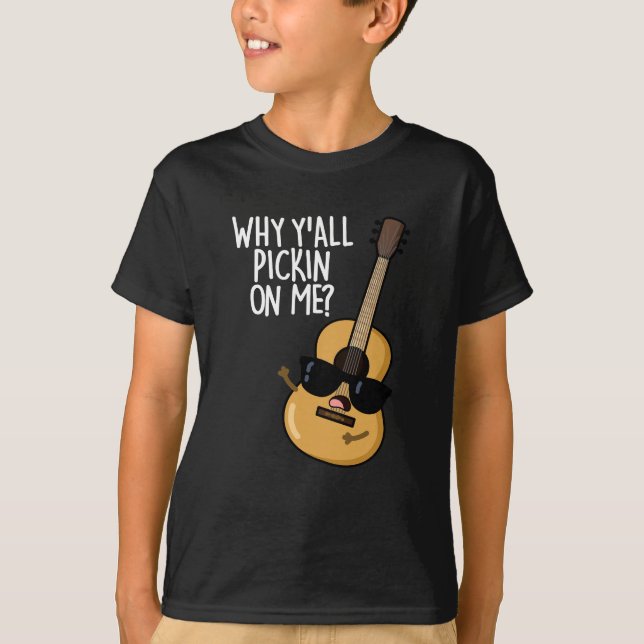 Camiseta ¿Por qué me coges una guitarra divertida Pun Dark  (Anverso)