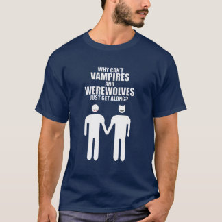 CAMISETA ¿POR QUÉ NO PUEDEN LLEGAR VAMPIRES Y REWOLVOS?