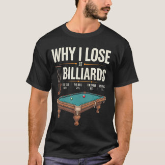 Camiseta Por qué pierdo al billar divertido jugador de bill