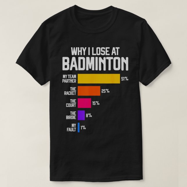 Camiseta Por qué pierdo en Badminton Funny Excusa ShuttleBi (Diseño del anverso)