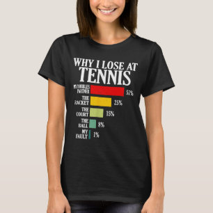Camiseta Por qué pierdo en tenis divertida cita de jugador