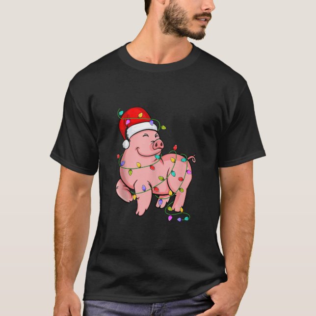 Camiseta Porcino con Navidades de Santa Hat Funny Pig Lover (Anverso)