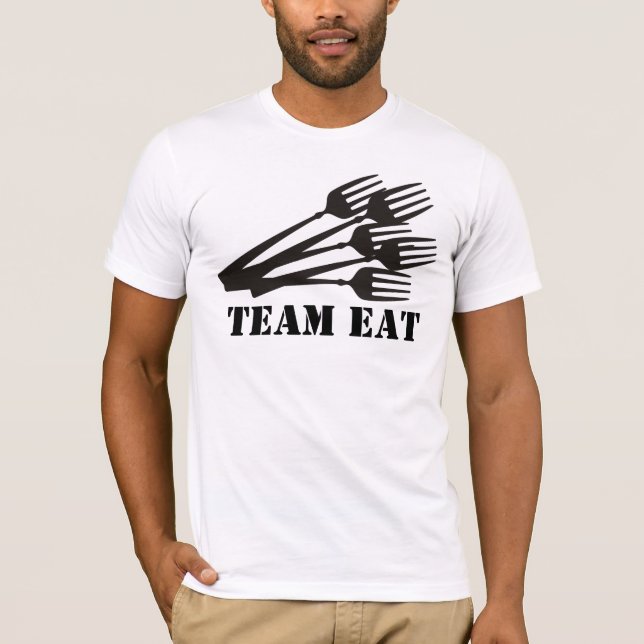Camiseta Porciones de cena que cenan las bifurcaciones que (Anverso)