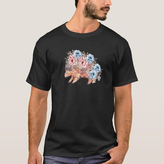 Camiseta Porcupine Con Flores Cuelgan Rodent Porcupine (Anverso)