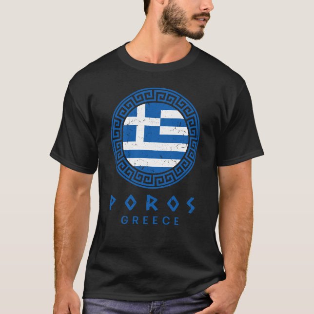 Camiseta Poros, Grecia: El negro de los hombres con problem (Anverso)