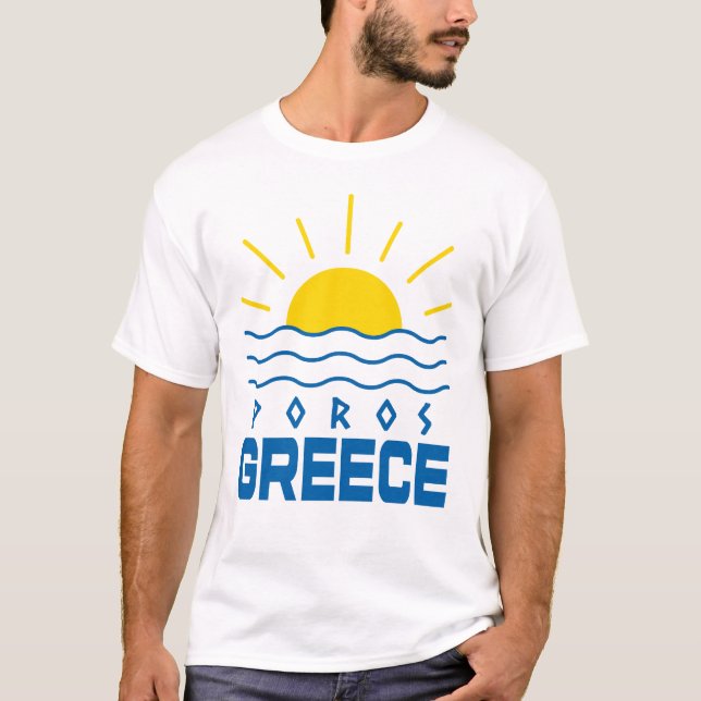 Camiseta Poros Grecia Sunshine and Sea's White (Anverso)
