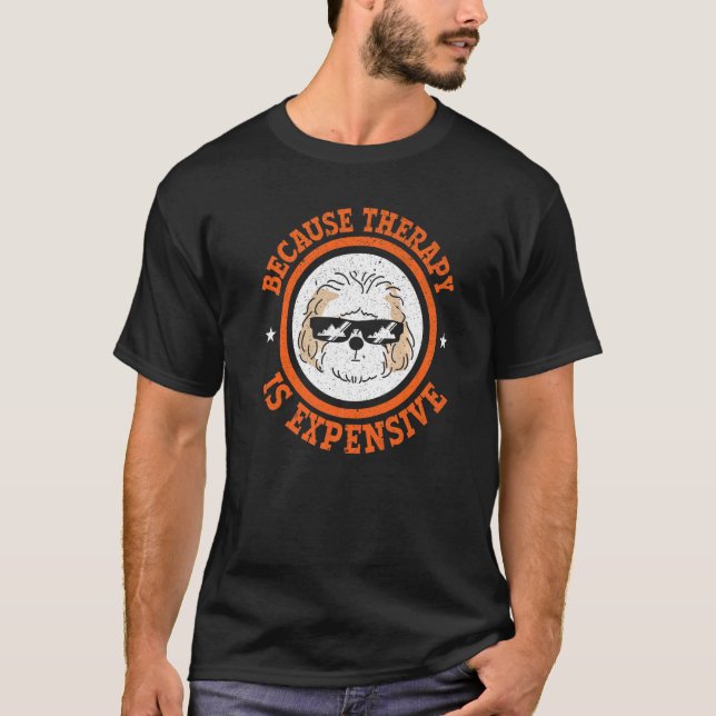 Camiseta Porque la terapia es costosa Cavapoo de perro (Anverso)