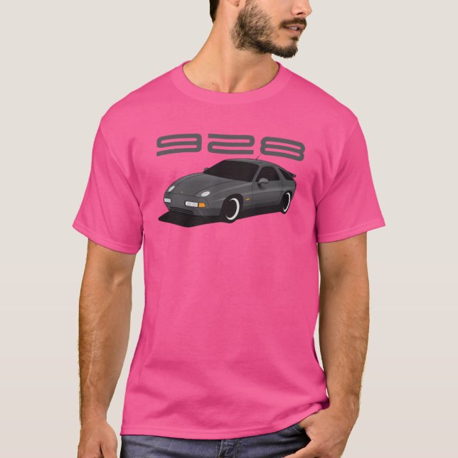 Camiseta Porsche 928 Ilustracion gris Premium (Anverso)
