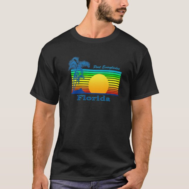Camiseta Port Everglades Florida Retro Tropical Beach Sunse (Anverso)