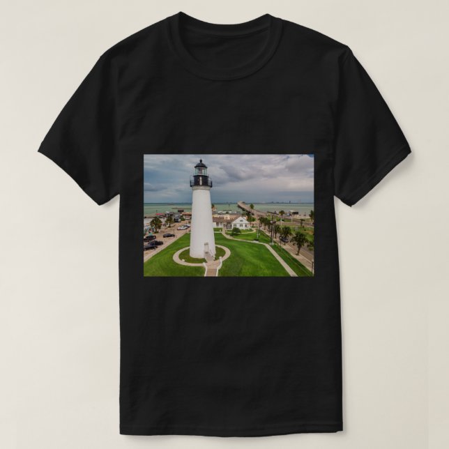 Camiseta Port Isabel, faro TX Long (Diseño del anverso)